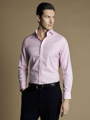 Charles Tyrwhitt Pink Non Iron Twill Cutaway Slim Fit 100% Cotton Shirt - Image 2 of 5