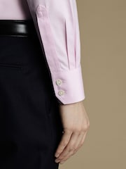 Charles Tyrwhitt Pink Non Iron Twill Cutaway Slim Fit 100% Cotton Shirt - Image 3 of 5
