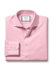 Charles Tyrwhitt Pink Non Iron Twill Cutaway Slim Fit 100% Cotton Shirt - Image 4 of 5