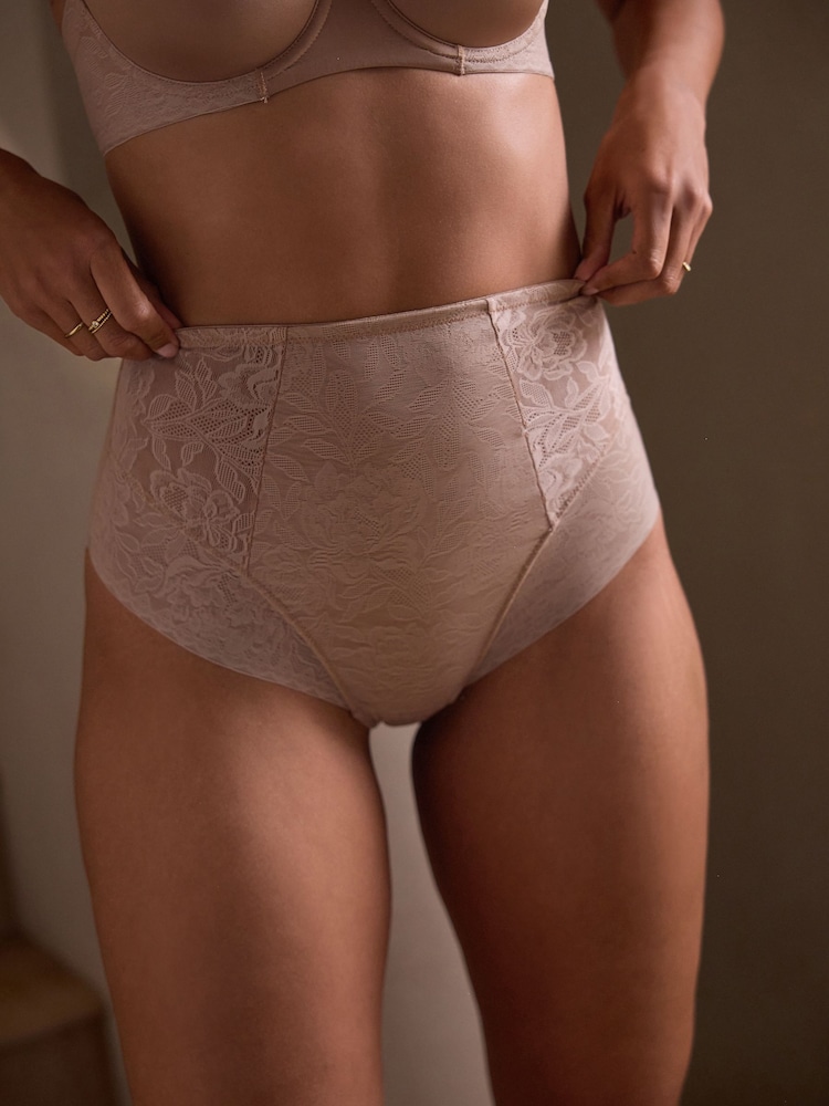 Nude Floral Lace Tummy Control Knickers - Image 1 of 9