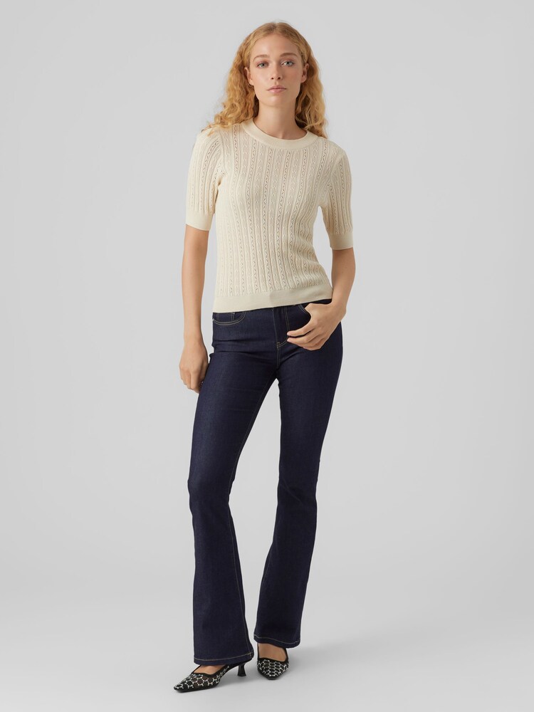 VERO MODA Cream Puff Sleeve Pointelle Jumper - Image 2 of 5