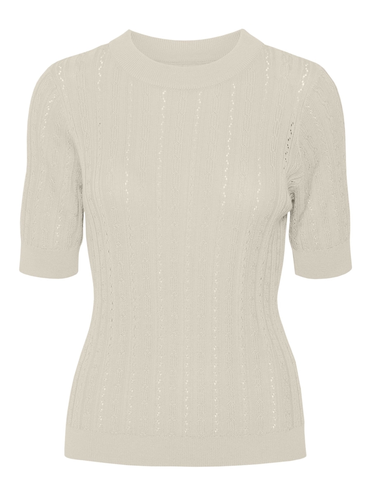 VERO MODA Cream Puff Sleeve Pointelle Jumper - Image 5 of 5