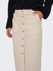 JDY Cream Button Front Denim Midi Skirt - Image 4 of 6