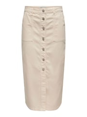 JDY Cream Button Front Denim Midi Skirt - Image 5 of 6