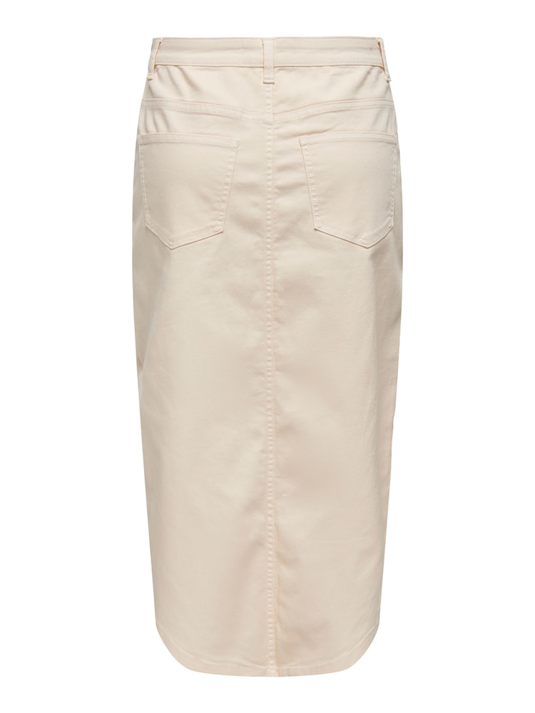 JDY Cream Button Front Denim Midi Skirt - Image 6 of 6