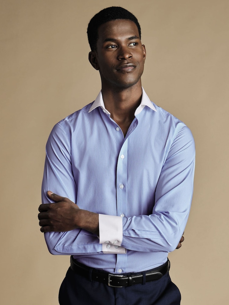 Charles Tyrwhitt Winchester Bengal Gestreiftes Slim-Fit-Hemd aus 100 % Baumwolle bügelfrei mit Cutaway-Kragen - Bild 1 von 6