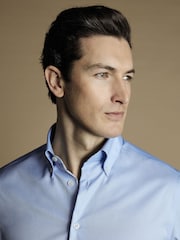 Charles Tyrwhitt Blue Non-iron Button Down Oxford Slim Fit 100% Cotton Shirt - Image 2 of 4