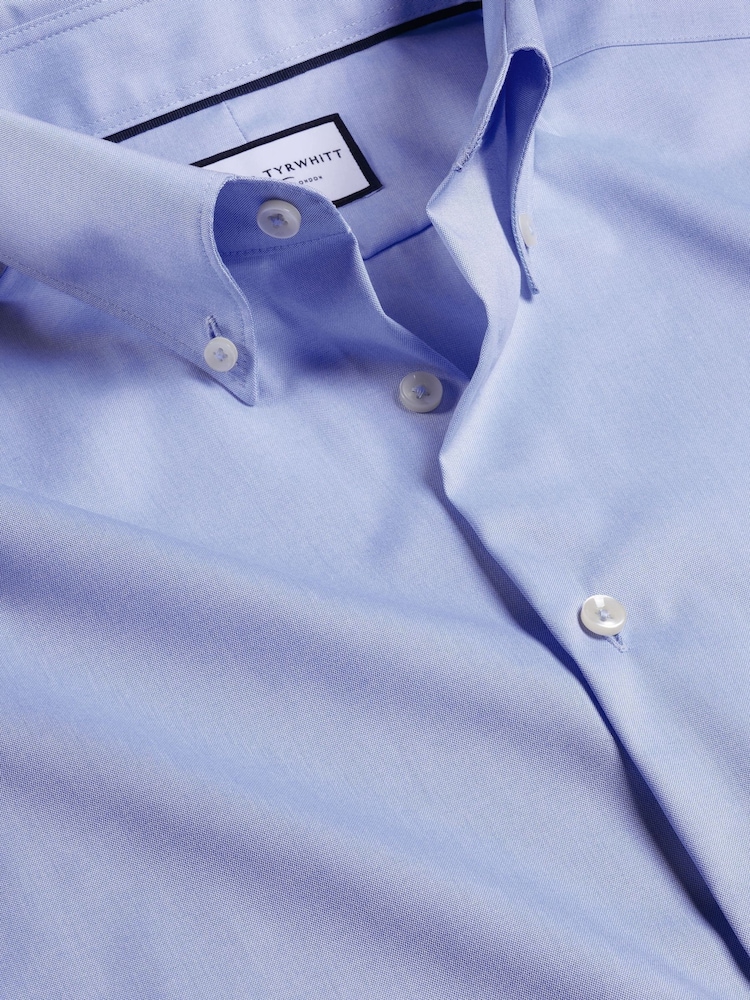 Charles Tyrwhitt Blue Non-iron Button Down Oxford Slim Fit 100% Cotton Shirt - Image 4 of 4