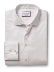 Charles Tyrwhitt White Egyptian Windsor Weave Slim Fit 100% Cotton Shirt - Image 4 of 6