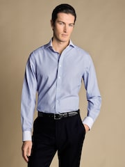 Charles Tyrwhitt Blue Winchester Guard Stripe Non-iron Poplin CA 100% Cotton Shirt - Image 1 of 6