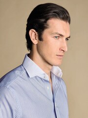 Charles Tyrwhitt Blue Winchester Guard Stripe Non-iron Poplin CA 100% Cotton Shirt - Image 2 of 6