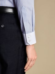Charles Tyrwhitt Blue Winchester Guard Stripe Non-iron Poplin CA 100% Cotton Shirt - Image 3 of 6
