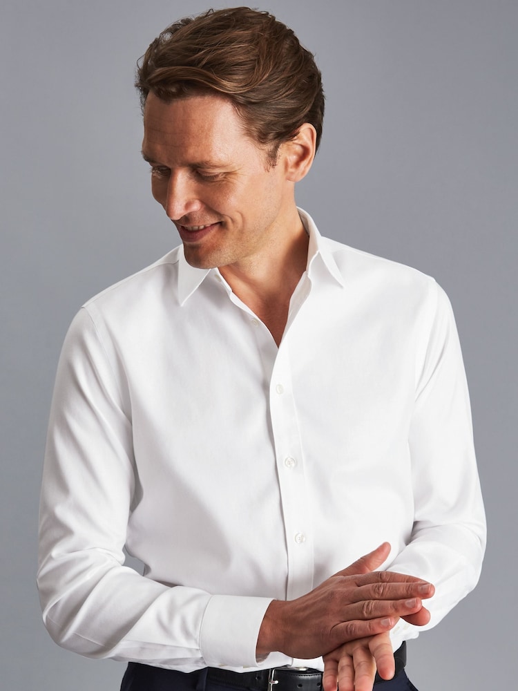 Charles Tyrwhitt White Non-iron Twill Slim Fit 100% Cotton Shirt - Image 1 of 6