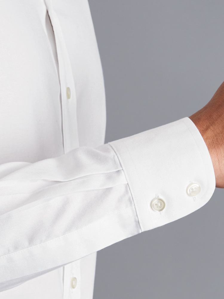 Charles Tyrwhitt White Non-iron Twill Slim Fit 100% Cotton Shirt - Image 3 of 6