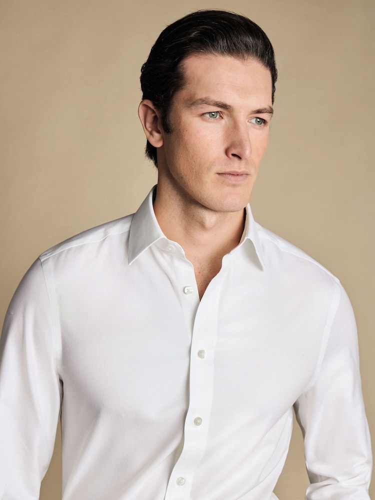 Charles Tyrwhitt White Non-iron Twill Slim Fit 100% Cotton Shirt - Image 4 of 6