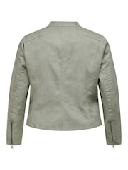 ONLY Curve Green Collarless Biker Jacket - Image 6 of 6