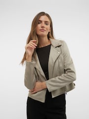 VERO MODA Grey Faux Suede Jacket - Image 1 of 6