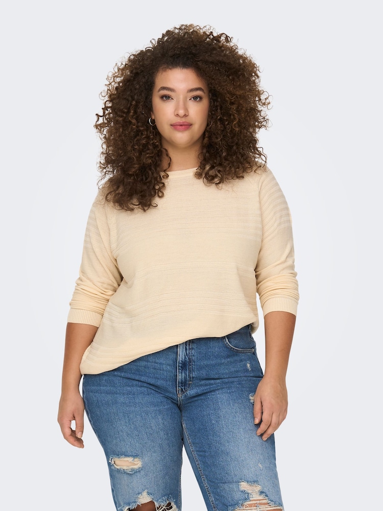 ONLY Curve Cream Textured Lightweight Jumper - Image 1 of 5