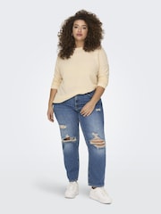 ONLY Curve Cream Textured Lightweight Jumper - Image 2 of 5