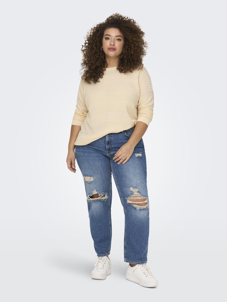ONLY Curve Cream Textured Lightweight Jumper - Image 2 of 5