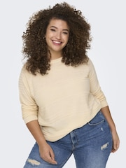 ONLY Curve Cream Textured Lightweight Jumper - Image 4 of 5