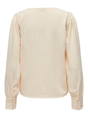 JDY Cream Broderie Trim Detail V-Neck Pretty Blouse - Image 5 of 5