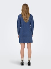 JDY Blue Long Sleeve Denim Shirt Dress - Image 3 of 7