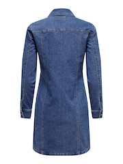 JDY Blue Long Sleeve Denim Shirt Dress - Image 7 of 7