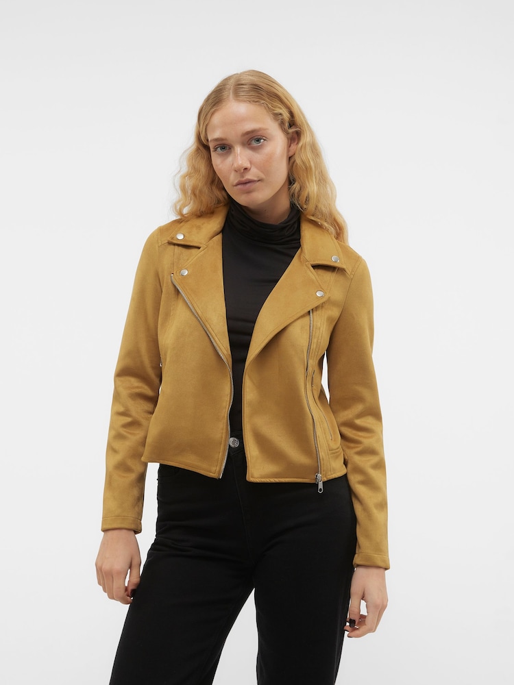 VERO MODA Brown Faux Suede Jacket - Image 1 of 6