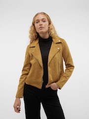 VERO MODA Brown Faux Suede Jacket - Image 4 of 6