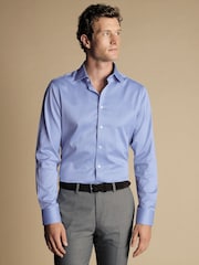 Charles Tyrwhitt Blue Egyptian Windsor Weave Slim Fit 100% Cotton Shirt - Image 1 of 6