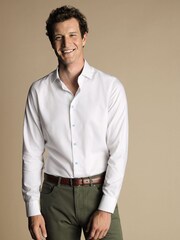 Charles Tyrwhitt Non-iron Twill With Printed Trim Slim Fit 100% Cotton Shirt - Image 1 of 6