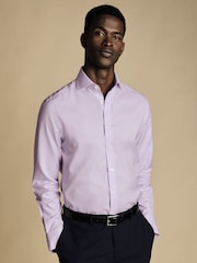 Charles Tyrwhitt Purple Non-iron Twill Cutaway Slim Fit 100% Cotton Shirt - Image 1 of 6