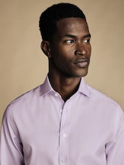 Charles Tyrwhitt Purple Non-iron Twill Cutaway Slim Fit 100% Cotton Shirt - Image 2 of 6