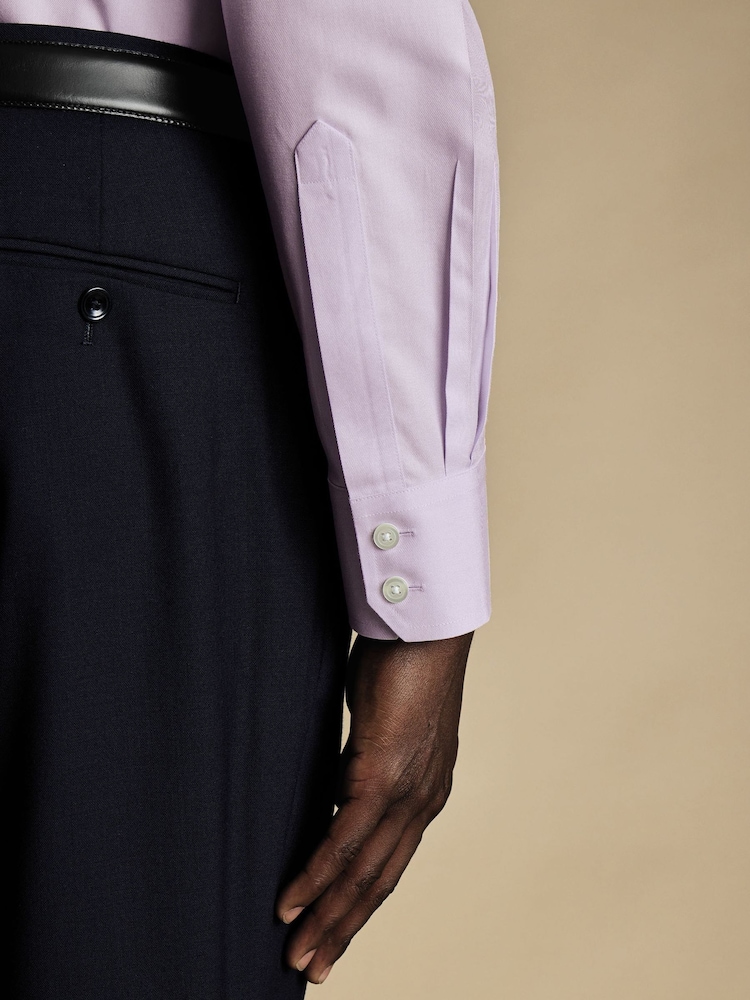 Charles Tyrwhitt Purple Non-iron Twill Cutaway Slim Fit 100% Cotton Shirt - Image 3 of 6