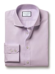Charles Tyrwhitt Purple Non-iron Twill Cutaway Slim Fit 100% Cotton Shirt - Image 4 of 6