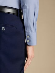 Charles Tyrwhitt Blue Slim Fit Cutaway Non-iron Herringbone 100% Cotton Shirt - Image 3 of 4