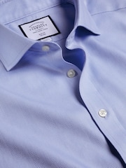 Charles Tyrwhitt Blue Slim Fit Cutaway Non-iron Herringbone 100% Cotton Shirt - Image 4 of 4