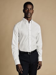 Charles Tyrwhitt White Non-iron Button-Down Twill Slim Fit 100% Cotton Shirt - Image 1 of 4