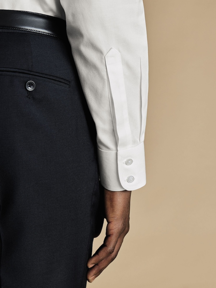 Charles Tyrwhitt White Non-iron Button-Down Twill Slim Fit 100% Cotton Shirt - Image 3 of 4
