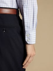 Charles Tyrwhitt Blue White Check Non-iron Poplin CA Slim Fit 100% Cotton Shirt - Image 3 of 6