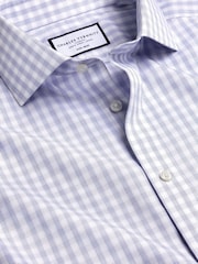 Charles Tyrwhitt Blue White Check Non-iron Poplin CA Slim Fit 100% Cotton Shirt - Image 5 of 6