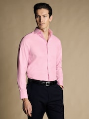 Charles Tyrwhitt Pink Non-iron Twill Slim Fit 100% Cotton Shirt - Image 1 of 4