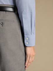 Charles Tyrwhitt Blue Prince of Wales Non-iron Poplin Slim Fit 100% Cotton Shirt - Image 3 of 6