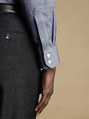 Charles Tyrwhitt Blue Non-iron Puppytooth Cutaway Slim Fit 100% Cotton Shirt - Image 3 of 4