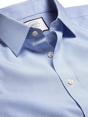 Charles Tyrwhitt Sky Blue Non-iron Bengal Stripe Slim Fit 100% Cotton Shirt - Image 5 of 6