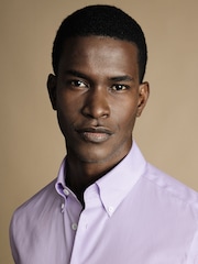 Charles Tyrwhitt Purple Check Non-iron Button-Down Oxford Slim Fit 100% Cotton Shirt - Image 2 of 6