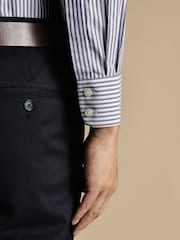 Charles Tyrwhitt Blue Butcher Stripe Non-iron Oxford Slim Fit 100% Cotton Shirt - Image 3 of 6