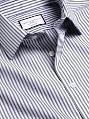 Charles Tyrwhitt Blue Butcher Stripe Non-iron Oxford Slim Fit 100% Cotton Shirt - Image 5 of 6