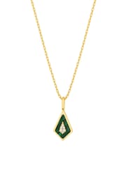 Inicio Gold Plated Malaquite Diamond Shape Pendant Necklace - Image 1 of 4